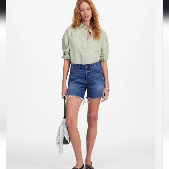 Madewell High Rise Long Denim Shorts 23 - Picture 14 of 14